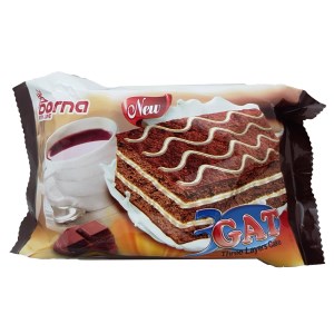 درنا کیک اسفنجی سه لایه مغزدار کرم وانیلی