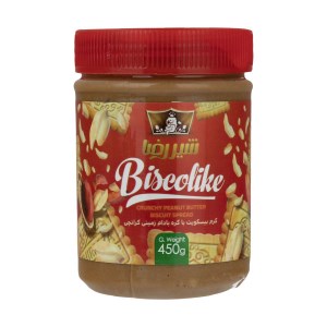 شیر رضا کرم بیسکویت با کره بادام زمینی کرانچی 450 گ