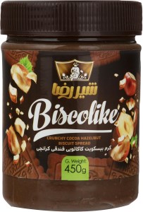 شیررضا کرم بیسکویت با شکلات فندقی 2 رنگ 450 گ