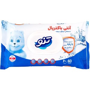 تنو دستمال مرطوب انتی باکتریال 60 عددی
