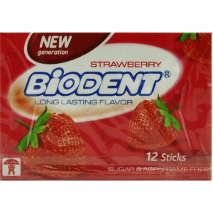 بایودنت آدامس توت فرنگی مینی استیک بدون شکر 12عددی